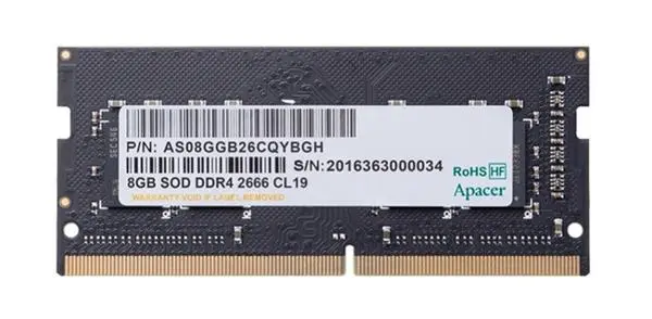 Apacer 8GB Notebook Memory - DDR4 SODIMM 2666 MHz, 1024x8 - AS08GGB26CQYBGH