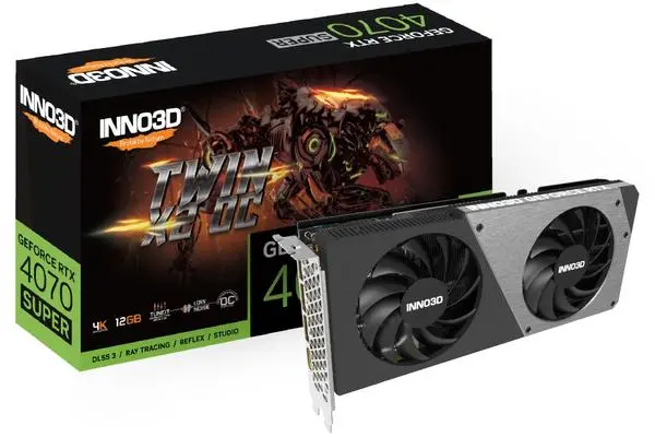 ## Inno3D GeForce RTX 4070 Super 12GB GDDR6X Twin X2 OC - N407S2-126XX-186162N: Най-новата графична карта от среден клас на NVIDIA