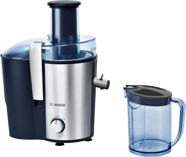 Bosch MES3500, Centrifugal juicer 700 W, 2 speeds, 2 lt pulp container, 1.25 ltr juice container & foam separator, XL feeding tube (73 mm), ceramic knife, s/s sieve, s/s body, die-cast aluminum clamps, juice outlet with drip-stop and made of stainles