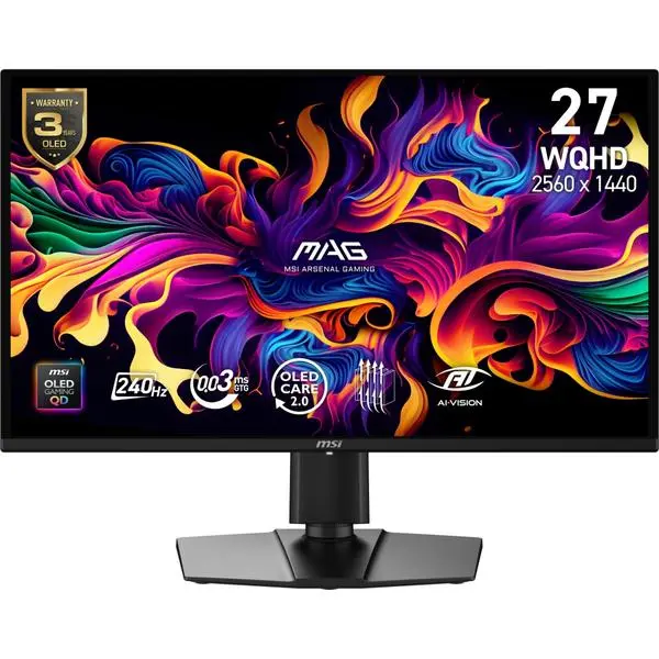 MSI MAG 274QP QD-OLED X24 Gaming Monitor, 26.5", 0.03ms, 240Hz , 2560x1440, G-SYNC, AMD FreeSync Premium - 9S6-3CFA9T-001