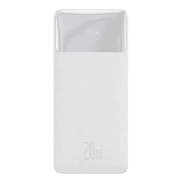 Външна батерия Baseus Bipow PPBD050302 20000mAh 20W бял + USB-A - Micro USB кабел 0.25m бял