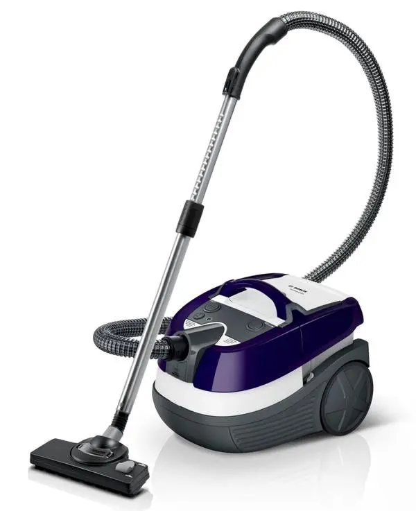 Bosch BWD41740, 3in1 vacuum cleaner for dry and wet cleaning, 2,5 lt dust container, 1700 W, EPA 10 primary filter, 9 m radius, liquid pick-up nozzles, water tank: 5 l, aubergine-white-grey - BWD41740