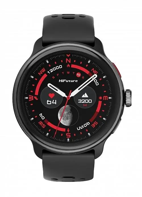 HiFuture Vela Black, 1.43" AMOLED , GPS +Compass + Altimeter, 466*466, Support Local Music(100M Space), Support AI Coach for Training, Powered by Dual Core, Bluetooth Call, 5ATM Waterproof,  24/7 True Heart Rate & Blood, Oxygen Sensor, Up to 10days d
