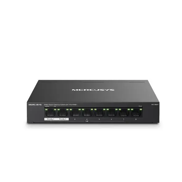 8-портов гигабитов комутатор Mercusys MS108GP със 7 PoE+ порта (v)