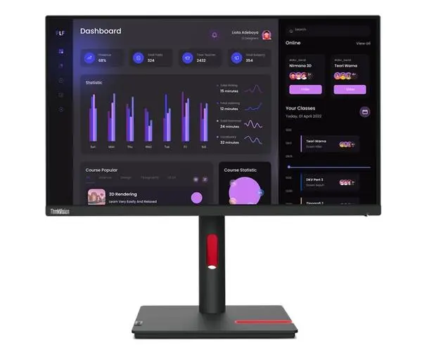 Lenovo ThinkVision T24i-30 23.8", IPS, AG, 4 ms, 250 cd/m2, 1000:1, 1920x1080, 60Hz, Tilt, Swivel, Pivot - 63CFMATXEU