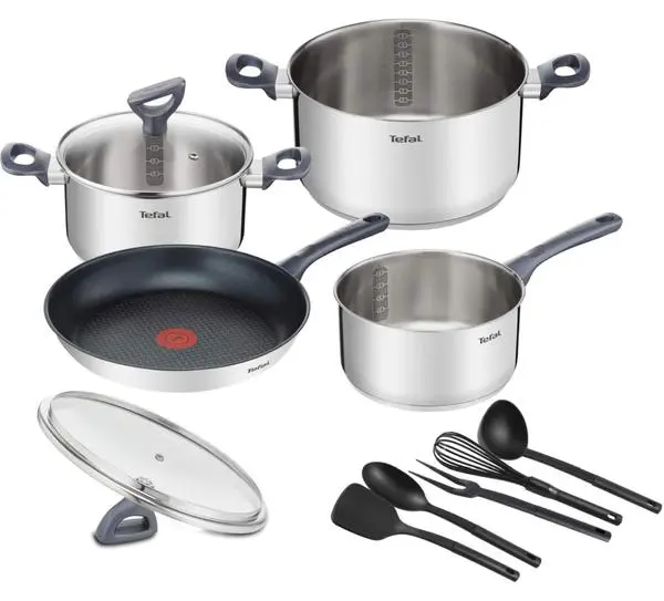 Tefal G713SB45, DAILY COOK Set 11 pcs (Saucepan 16 w/o lid, stewpot 20/24+lids, frypan 28, 5 tools) - G713SB45