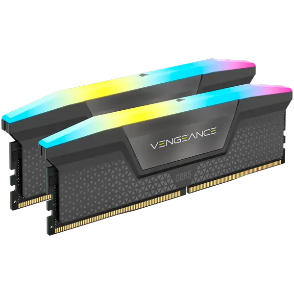 Corsair DDR5, 6000MT/s 32GB 2x16GB DIMM, Unbuffered, 30-36-36-76, Std PMIC, AMD EXPO, VENGEANCE RGB DDR5 Cool Grey Heatspreader, Black PCB, 1.4V - CMH32GX5M2B6000Z30K