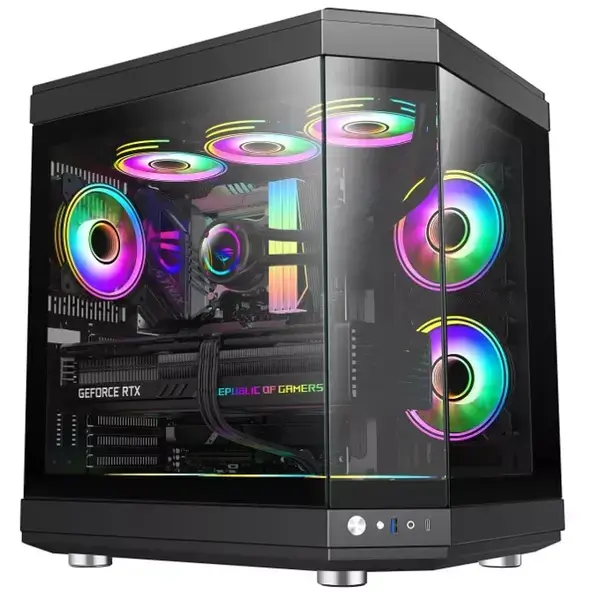 GameMax Computer Case Hype-A Black, ATX PC case with unique airflow path, 3 x pre-installed