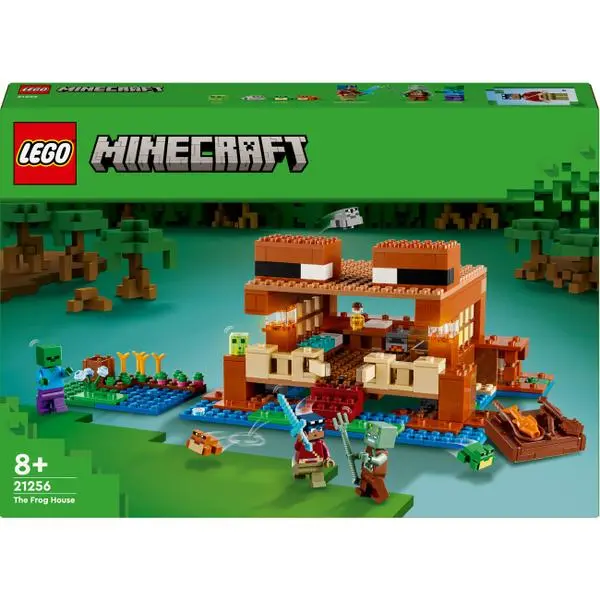 LEGO къща за игра за деца – тази LEGO Minecraft къща е във формата на жаба и е пълна с автентични детайли, животински мобове и фигурки на Minecraft