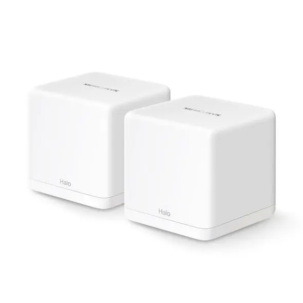 Безжична Wi-Fi 6 Mesh система Mercusys, 1500Mbps, 2.4GHz (300Mbps)/ 5GHz (1201Mbps), Wireless AX, 3x WAN/LAN 10/100/1000Mbps, 2x LAN 10/100/1000,  Halo H60X(2-pack) AX1500