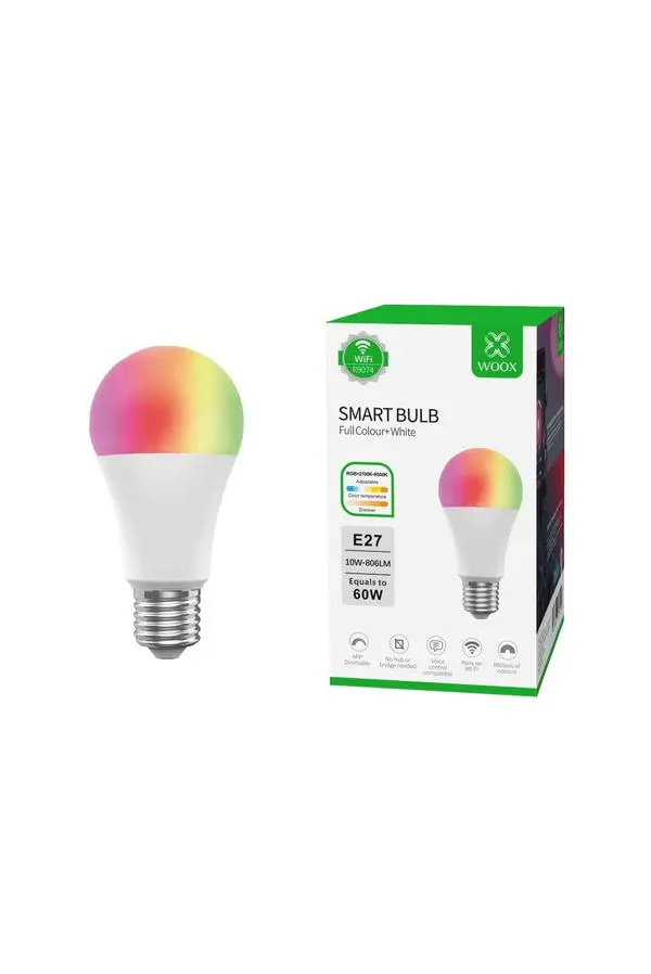 Woox Смарт крушка Light  WiFi Smart E27 LED Bulb RGB+White, 10W/60W, 806lm - R9074
