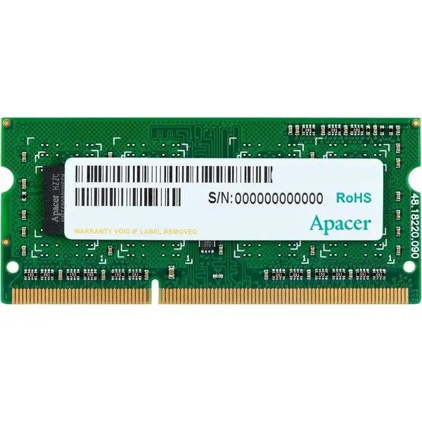 Apacer 4GB Notebook Memory - DDR3 SODIMM PC10600 512x8 @ 1333MHz - AS04GFA33C9TBGC