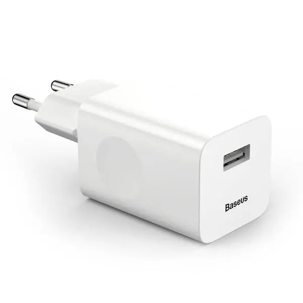 Зарядно устройство Baseus Quick charge 3.0 USB, 24W, бяло (v)