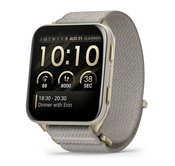 Garmin Venu X1 - Venu X1 -  Soft Gold с Titanium Caseback и French Grey найлонова каишка - 010-02980-09