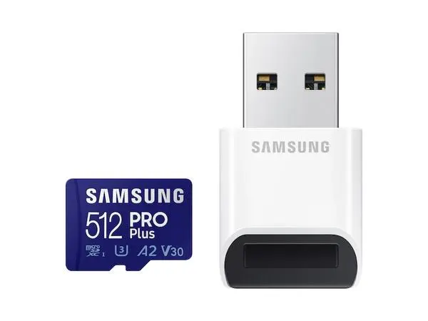 Samsung 512GB Micro SD PRO Plus + Reader, Class10, Read 160MB/s - Write 120MB/s - MB-MD512KB/WW