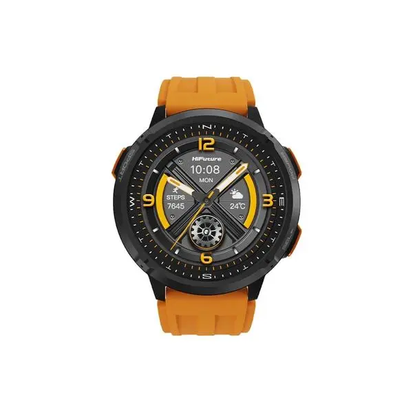 HiFuture MIX3 Orange, 1.43" AMOLED, 466*466, Powered by Dual Core & Syntra AI, Bluetooth Call, 3ATM Waterproof, Compass & Altimeter, 24/7 True Heart Rate & Blood Oxygen Sensor, Up to 10 days daily use - 6972576182517