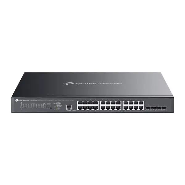 24-портов гигабитов и 4-портов 10GE SFP+ L2+ управляван комутатор TP Link Omada SG3428XMPP с 16-портов PoE+ и 8-портов PoE++ (v)