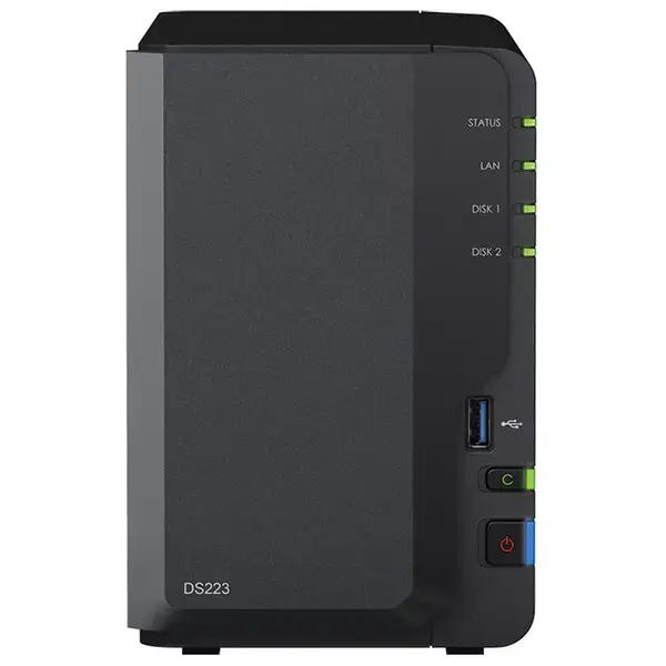 Synology DS223, четириядрен Realtek RTD1619B 1.7GHz, 2GB DDR4, 2x 3.5"/2.5", 1x 1GbE LAN, 3x USB 3.0