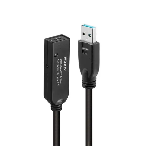 LINDY USB 3.0 активен удължител, Type A към C, 10.0 м - LNY-43376
