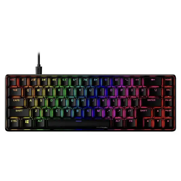 Геймърскa механична клавиатура HyperX Alloy Origins 65, HyperX Aqua суичове, Черен - HX-KEY-AO65AQ-US-BK