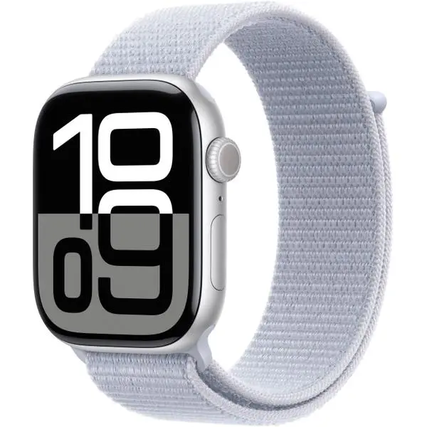 APPLE Watch Series 10 GPS 46mm Silver Aluminium Case with Blue Cloud Sport Loop -  (К)  - MWWN3QF/A (8 дни доставкa)