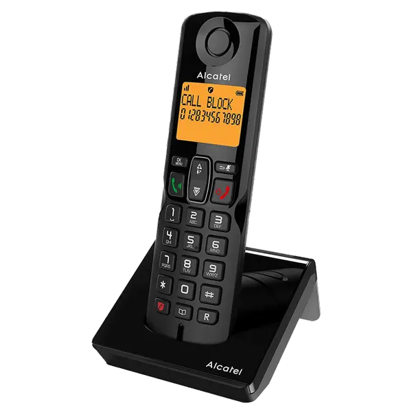 Безжичен DECT телефон Alcatel S280 EWE - черен