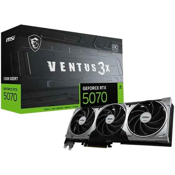 MSI Video Card Nvidia GeForce RTX 5070 12G VENTUS 3X OC, 12GB GDDR7, 192bit, Effective Memory Clock: 28000MHz, Boost: 2542 MHz, 6144 CUDA Cores, PCIe 5.0 - RTX_5070_12G_VENTUS_3X_OC