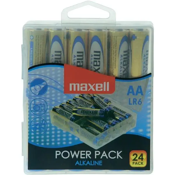 Алкални батерии MAXELL LR6 1,5V AA 24 бр. блистер PVC case - ML-BA-LR6-24PK