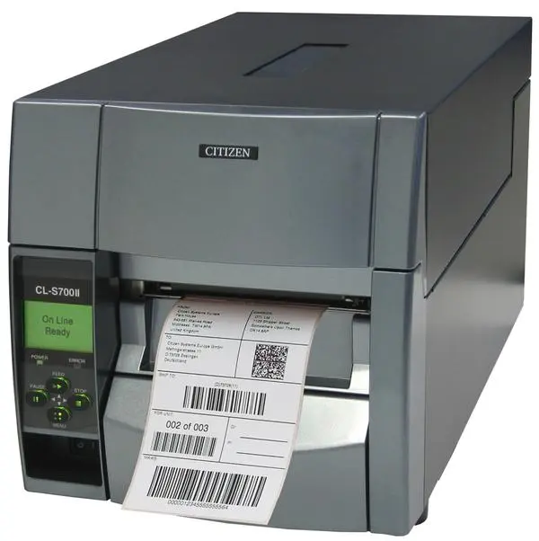 Citizen Label Industrial printer CL-S703II Thermal Transfer+Direct Print Speed 200mm/s, Print Width(max.)4"(104 mm)/Media Width min-max (12.5-118mm)/Roll Size max 200mm - CLS703IINEXXX