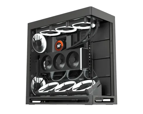 HAVN кутия E-ATX HS 420 VGPU Edition Black PCIe Gen 5 riser included - HVN-CA-HS420-08