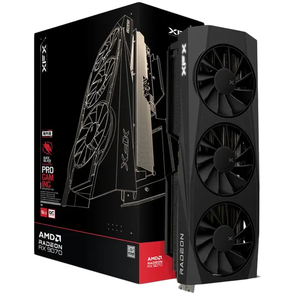 XFX Quicksilver AMD Radeon RX 9070 OC Gaming Edition with 16GB GDDR6 HDMI 3xDP, AMD RDNA 4 - RX-97QICKBB9