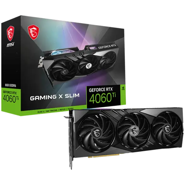 MSI Video Card NVidia GeForce RTX 4060 TI GAMING X SLIM 8G, 8GB GDDR6X, 128-bit, 2670 MHz Boost, 4352 CUDA Cores, PCIe 4.0, 3x DP 1.4a, HDMI 2.1a, RAY TRACING - RTX_4060_TI_GAMING_X_SLIM_8G