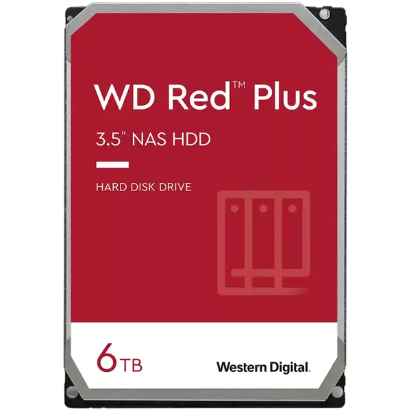 HDD NAS WD Red Plus (3.5'', 6TB, 256MB, 5400 RPM, SATA 6 Gb/s) - WD60EFPX