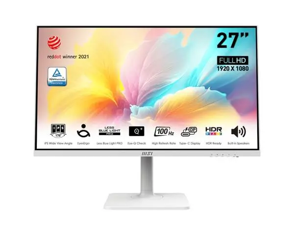 MSI Modern MD2712PW, 27", 100Hz, 1ms, IPS, 1920x1080 (FHD), 16:9, Flat, HDR Ready, EyesErgo, AG, MSI Display Kit - 9S6-3PA49H-222