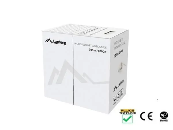 Lanberg LAN cable CAT.6 utp 305m solid cu grey fluke passed - LCU6-12CU-0305-S
