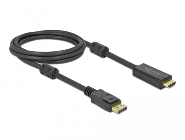 Кабел Delock DisplayPort мъжко - HDMI мъжко, 2 м., 4K 60Hz, Черен - DELOCK-85956