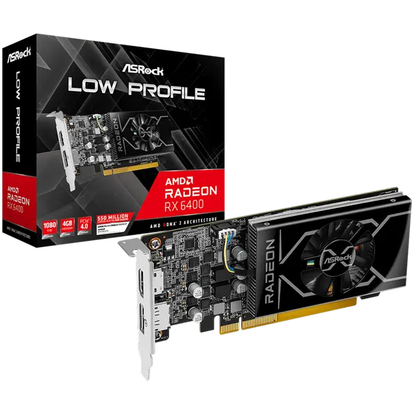 ASROCK Video Card AMD Radeon RX 6400 Low Profile 4GB - RX6400 LP 4G