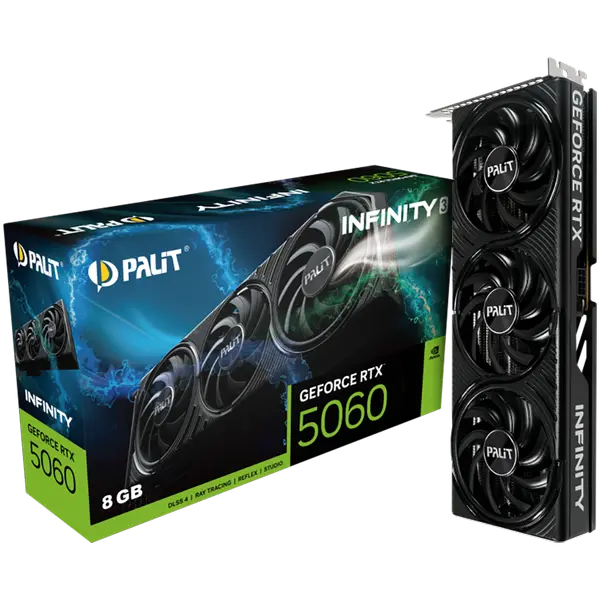 PALIT GeForce RTX 5060 Infinity 3 8GB GDDR7 128 bit, 1x HDMI 2.1b, 3x DP 2.1b, 2 Fan, 1x 8-pin pwr connector, 550W, 291.9 x 116.6 x 41.3 mm, NE75060019P1-GB2063S - 4710562245325_3Y