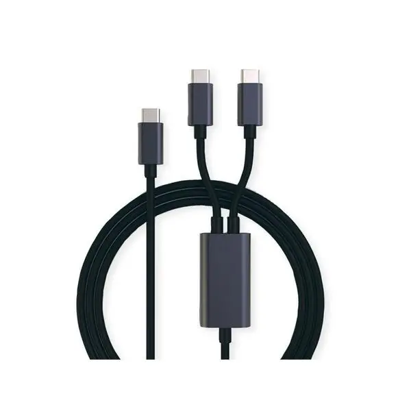 ROLINE Захранващ кабел USB2.0 Type C, Y-Splitter за две устройства, C-C, M/M, 100W, 1.85 м, черен - 11.02.8308
