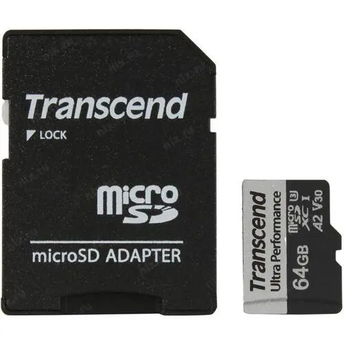 Transcend 64GB micro SD with adapter UHS-I U3 A2 Ultra Performance - TS64GUSD340S