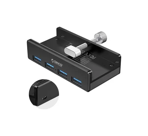 Orico Orico хъб USB 3.0 HUB Clip Type 4 port aux Micro-USB power input, Black MH4PU-P-BK - MH4PU-P-BK-BP