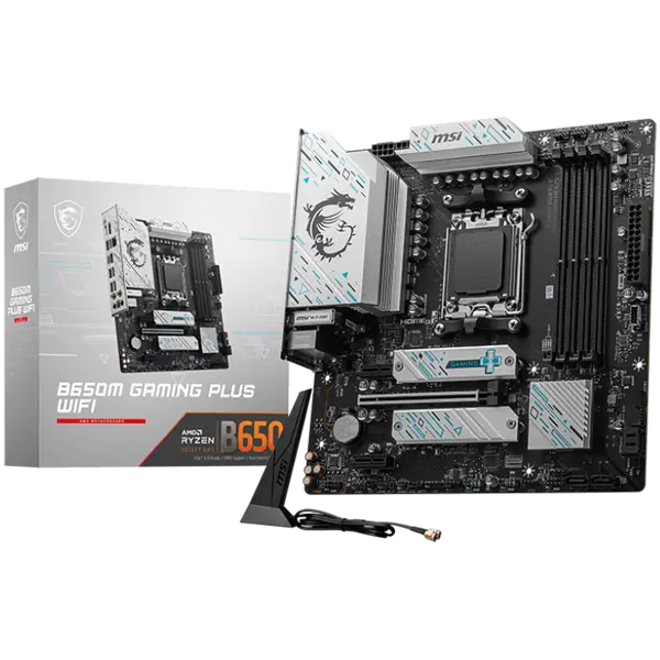 MSI B650M GAMING PLUS WIFI, mATX, AMD Ryzen Dual Channel DDR5 7200+(OC)MHz, 1x PCIe x16 slot - B650M_GAMING_PLUS_WIFI