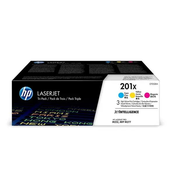 HP 201X 3-pack High Yield Cyan/Magenta/Yellow Original LaserJet Toner Cartridges - CF253XM