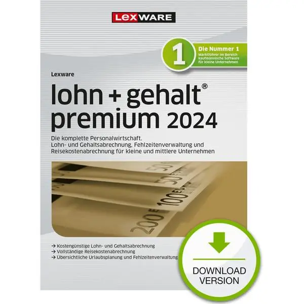 Lexware Lohn+Gehalt Premium 2024 - 5 Device, 1 Year - ESD-Download ESD -  (К)  - 02024-2034 (8 дни доставкa)