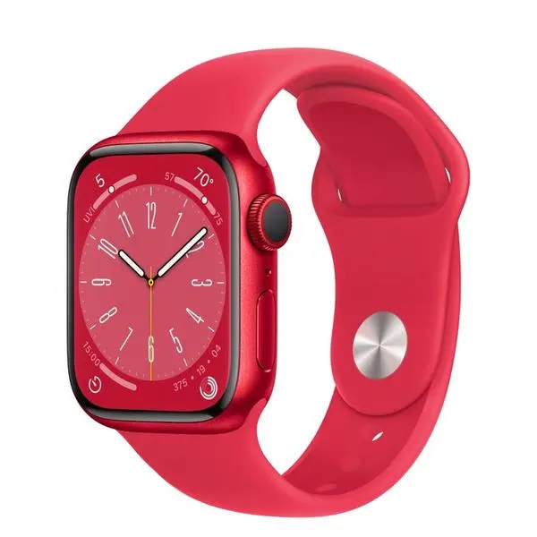 Apple Watch Series 8 GPS + Cellular 41mm (PRODUCT)RED Aluminium Case with (PRODUCT)RED Sport Band - Regular - MNJ23BS/A