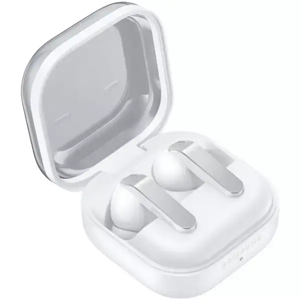 Слушалки Samsung Galaxy Buds4 Pro, безжични, Bluetooth, система от 6 микрофона, 24-bit/96kHz, 360 Audio, активно шумопотискане, до 6 часа време на работа, IP57 водоустойчивост, бели, SM-R640NZWAEUE