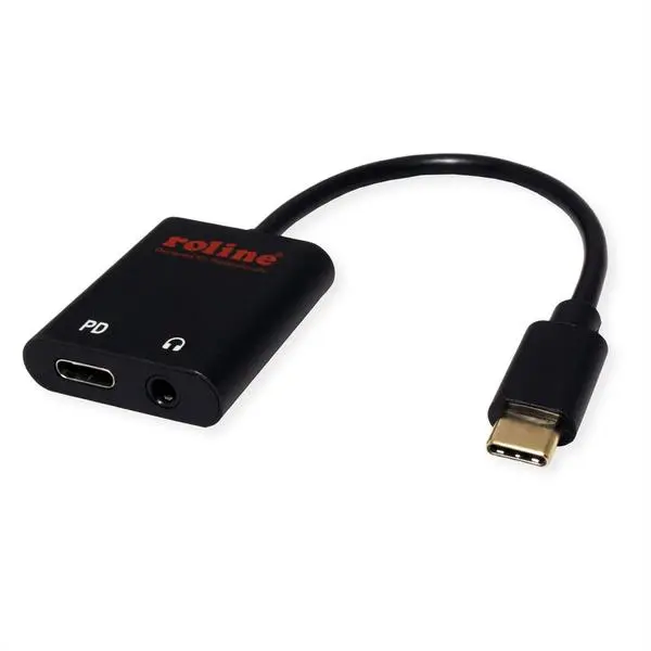 ROLINE USB Type-C звукова карта, 1x 3.5 mm Audio + 1x Type C (PD), M/F, 0.13 м - 12.03.3222