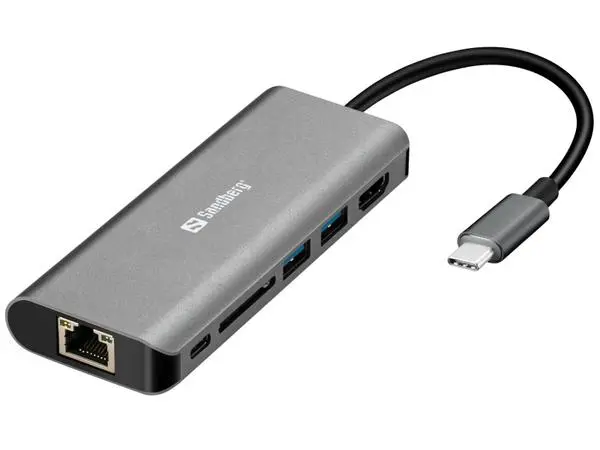 SANDBERG Докинг станция USB Type-C към HDMI+LAN+SD+USB, 100W - SNB-136-18