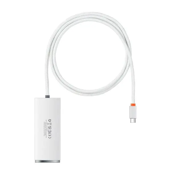 USB хъб Baseus WKQX030402 Type-C Lite Series 5в1, мултифункционален, 1м, бял