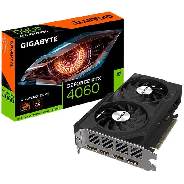 Видео карта GIGABYTE RTX 4060 WINDFORCE OC 8GB GDDR6 - GA-VC-N4060WF2-OC-8GD